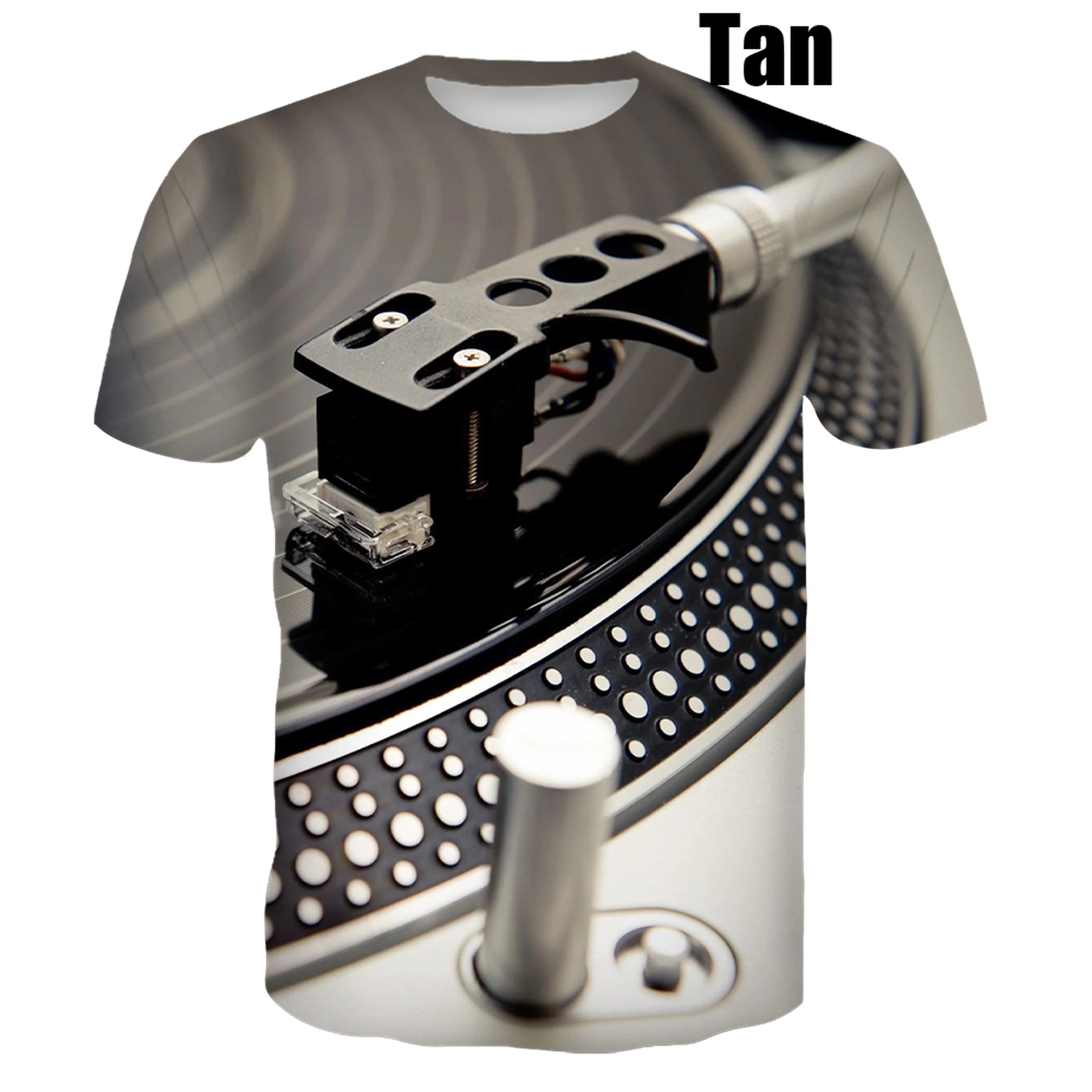 2022 New Womens/Mens Summer Music Turntable Funny 3D Print T-Shirt
