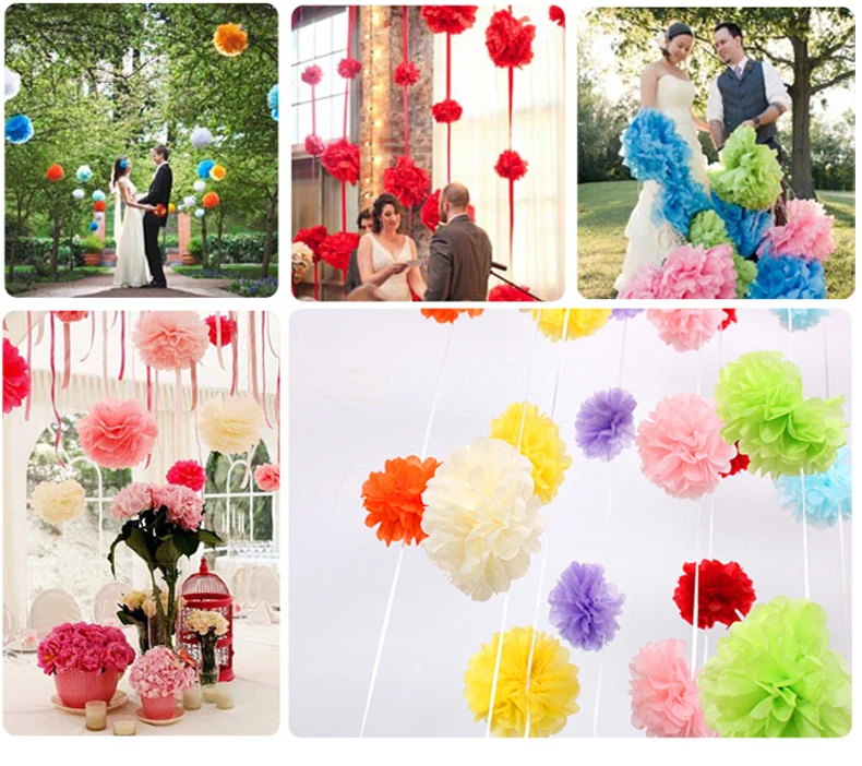 Promotion Pom Poms 14inch 35cm Tissue Paper Artificial Flower Balls Wedding Decoration Crafts Party Home Festive Events Supplies |