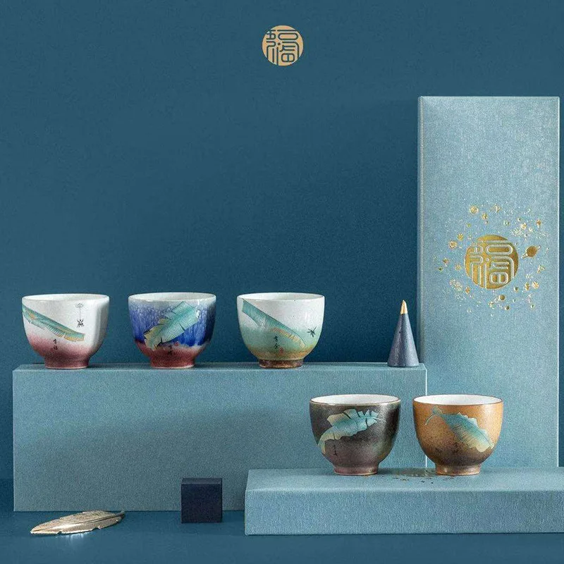 Ceramic Kungfu Tea Bowl Glazed Tea Cups Pu'er Master Cup 75ml Kitchen Teaware Household Set Accessories Cup Set