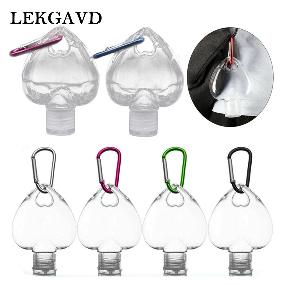 

Переносная пустая многоразовая бутылка в форме сердца с кольцом для ключей, дорожный держатель для дезинфицирующего средства для рук, 1 шт., 50 мл