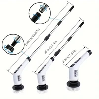 1 ensemble de brosses de nettoyage électriques, brosse rotative électrique sans fil, 7 têtes de brosse et poignée d'extension réglable, brosse de nettoyage pour salle de bain, outils de nettoyage ménager 2