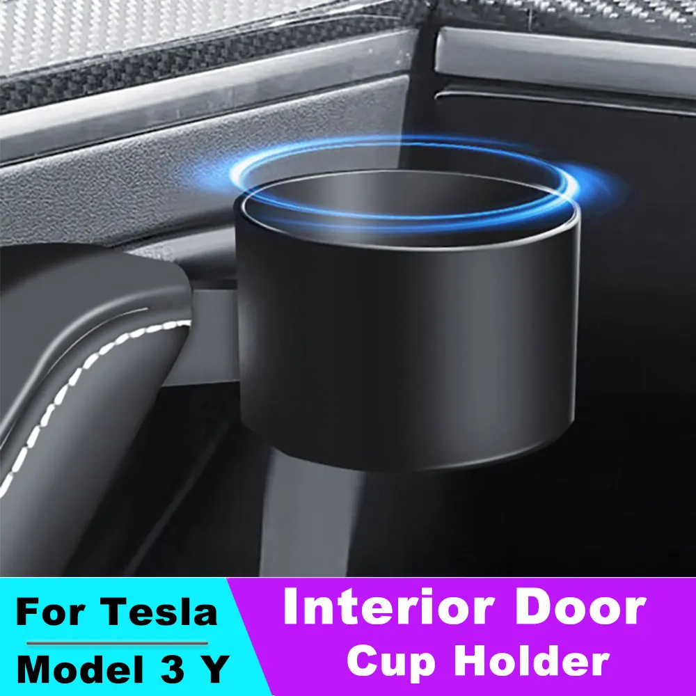 

Car Cup Holder Vehicle Storage Box For Tesla Model 3 Y Auto Interior Door Mount Drink Rank Coffee Water Bottle Stand Black White