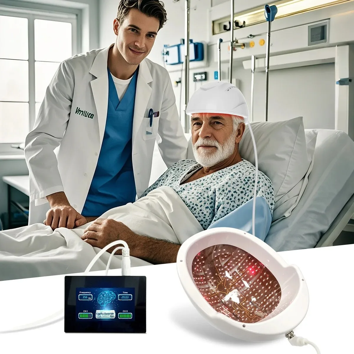 Suyzeko 810nm Infrared Helmet Photobiomodulation Therapy PBM Helmet for Brain Function Improvement, and Neurofeedback