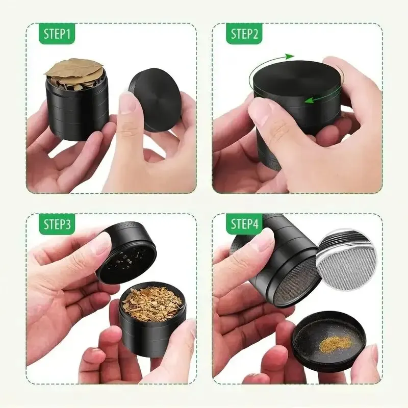 Zinc Alloy Hand Movement Tobacco Grinder