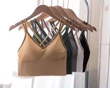 

Women's Cotton Underwear Tube Tops Sexy Solid Color Top Fashion Push Up Bra Sports Tank Female Hollow Comfort Crop Top