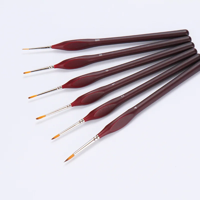 Professional 6pcs Detail Artist Paint Brushes Set Fine Miniature Paint Brushes Artist Model Tool Set for Oil Watercolor Paint