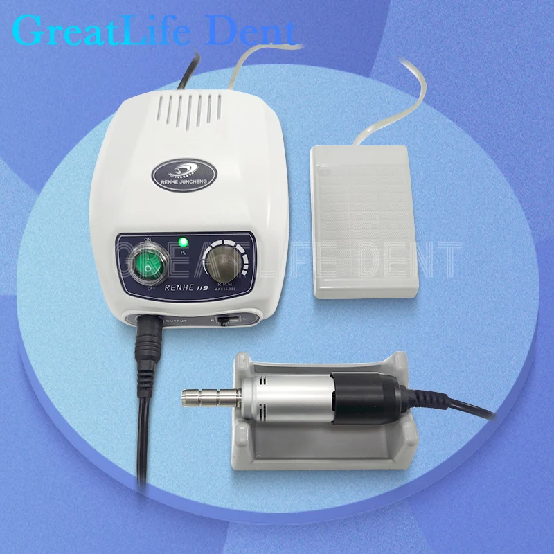 

GreatLife Dent RENHE 119 35E/35EI 60W 35000RPM Dental Manicure Pedicure Jewelry Polisher Machine High Speed Strong Micromotor