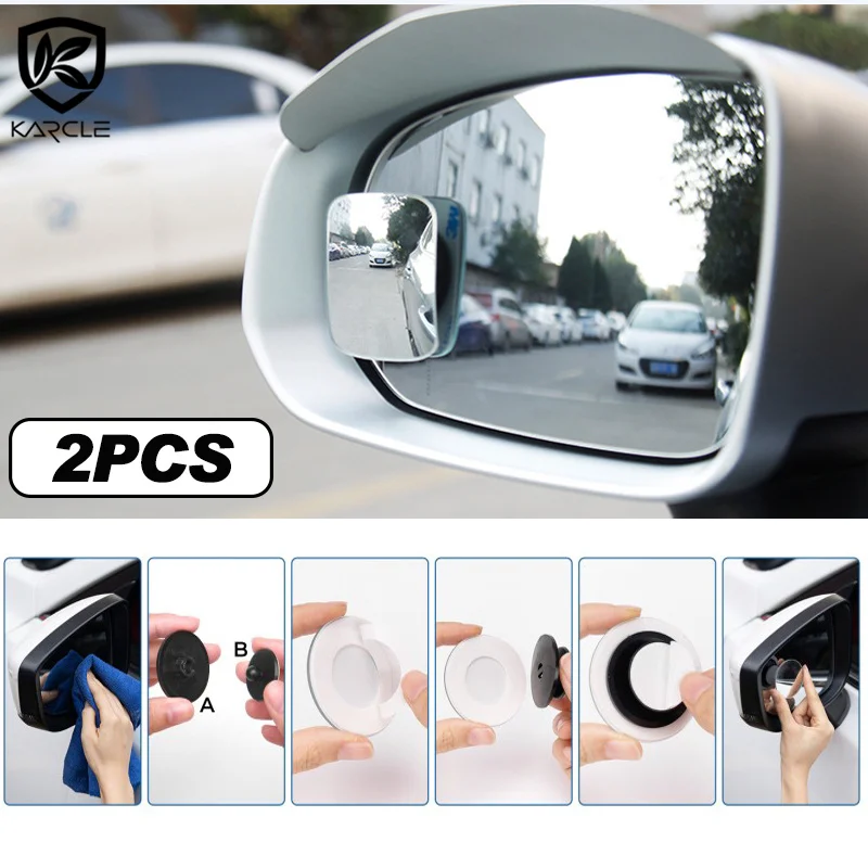 

2pcs Blind Spot Mirrors Car Adjustable Stick Wide Angle HD Glass Frameless Convex Rearview Mirror for Cars SUV and Trucks Sedan