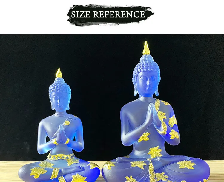Mini transparente Buddha Statue Zen Geste klar Thai Buddha Harz Figur Skulptur Home Office Feng Shui Dekoration Ornament – Detail 18