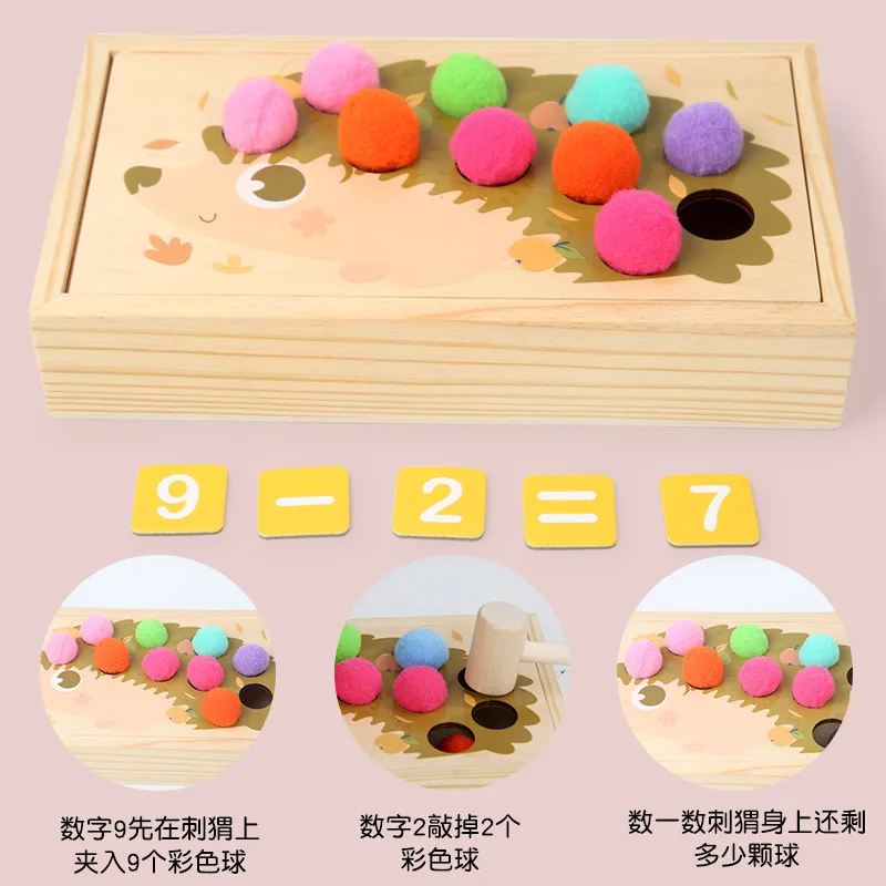 몬테소리 어린이 조기 교육 장난감, 레인보우 스트라이크 테이블 그라운드 마우스 클립 비즈, 조기 수학 학습
