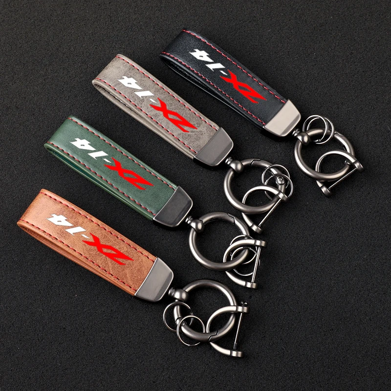 

Premium material leather motorcycle key ring chain for Kawasaki ZX14R ZX 14R ZX14 R 2018 with logo accessories