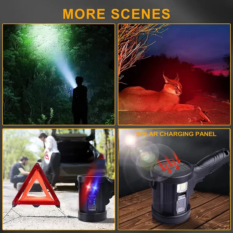 Lampe de poche LED 10000 lumens, 5000mAh USB rechargeable 26650 batterie incluse, 5 modes d'éclairage, zoomable, longue durée de travail torche | Leroy Merlin