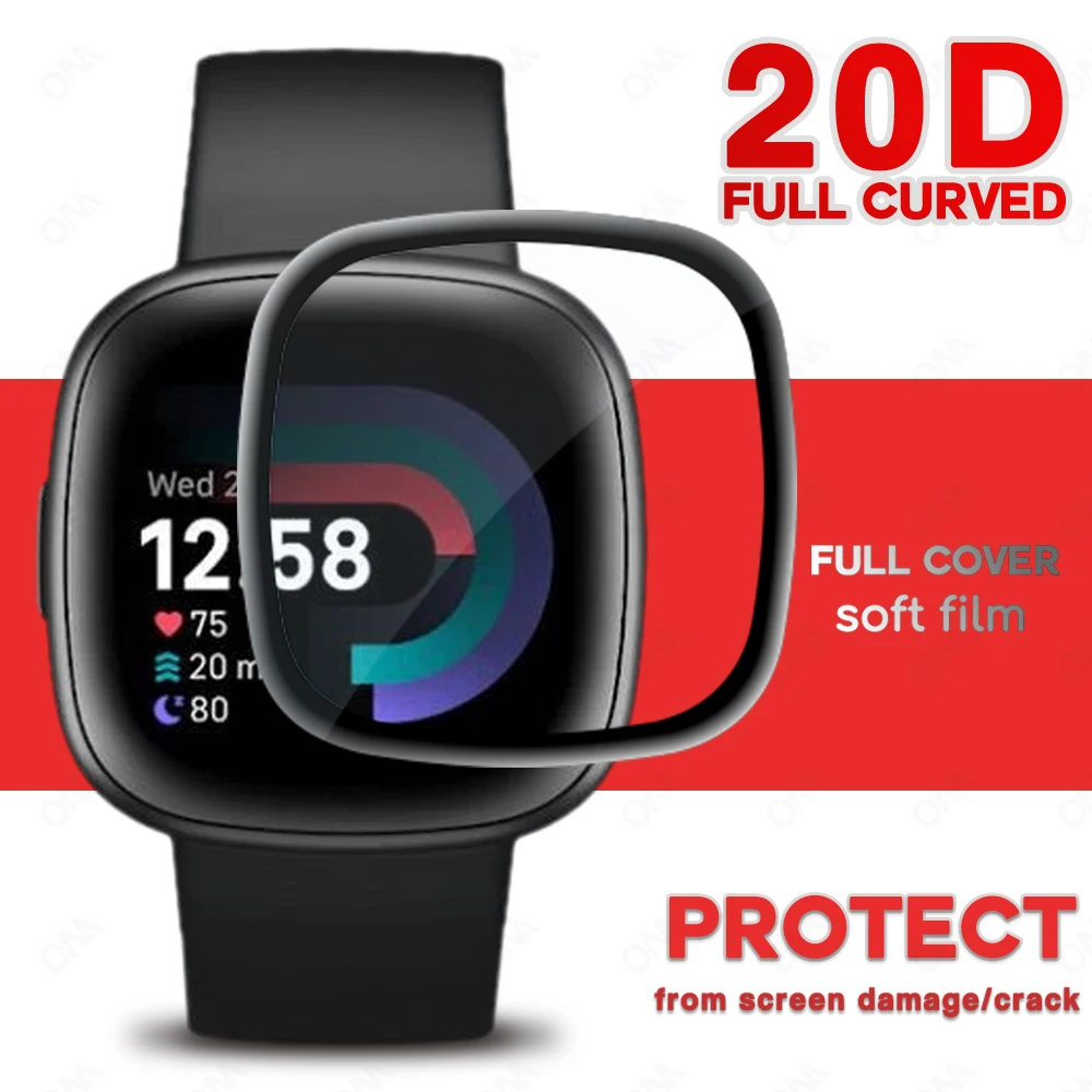 

5D Full Screen Protector Film for Fitbit Versa 4 and Sense 2 Flexible Soft Protective Film for Sense 2 Accessories (Not Glass)
