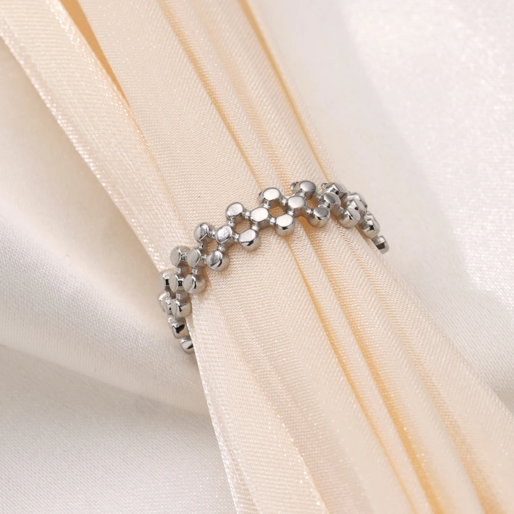 Stainless Steel Ring for Women - Unique Cross & Bead Design