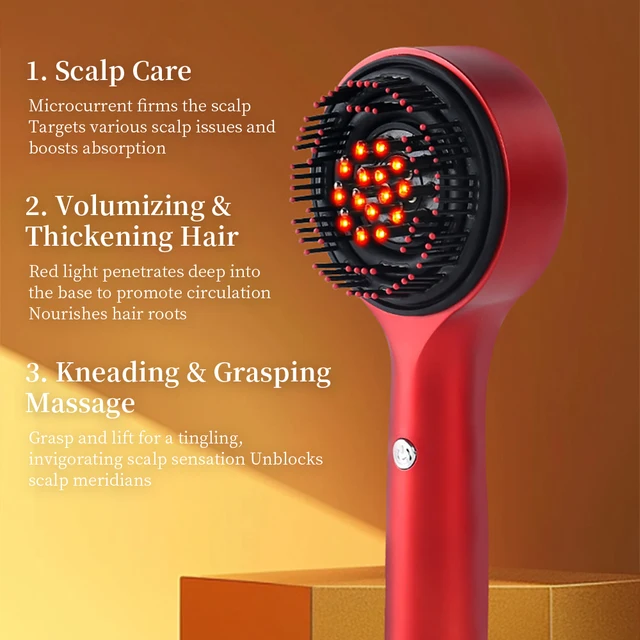 Electric Scalp Massager Red Light Hair Oil Applicator Waterproof Hair Growth Brush Handle for Scalp Soothing 2