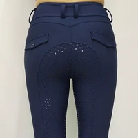 MXLLINA Full Silicone Competition Horse Riding Tights Pocket Women Training Horseback Breeches Riding Pants Equestrian Leggings 1