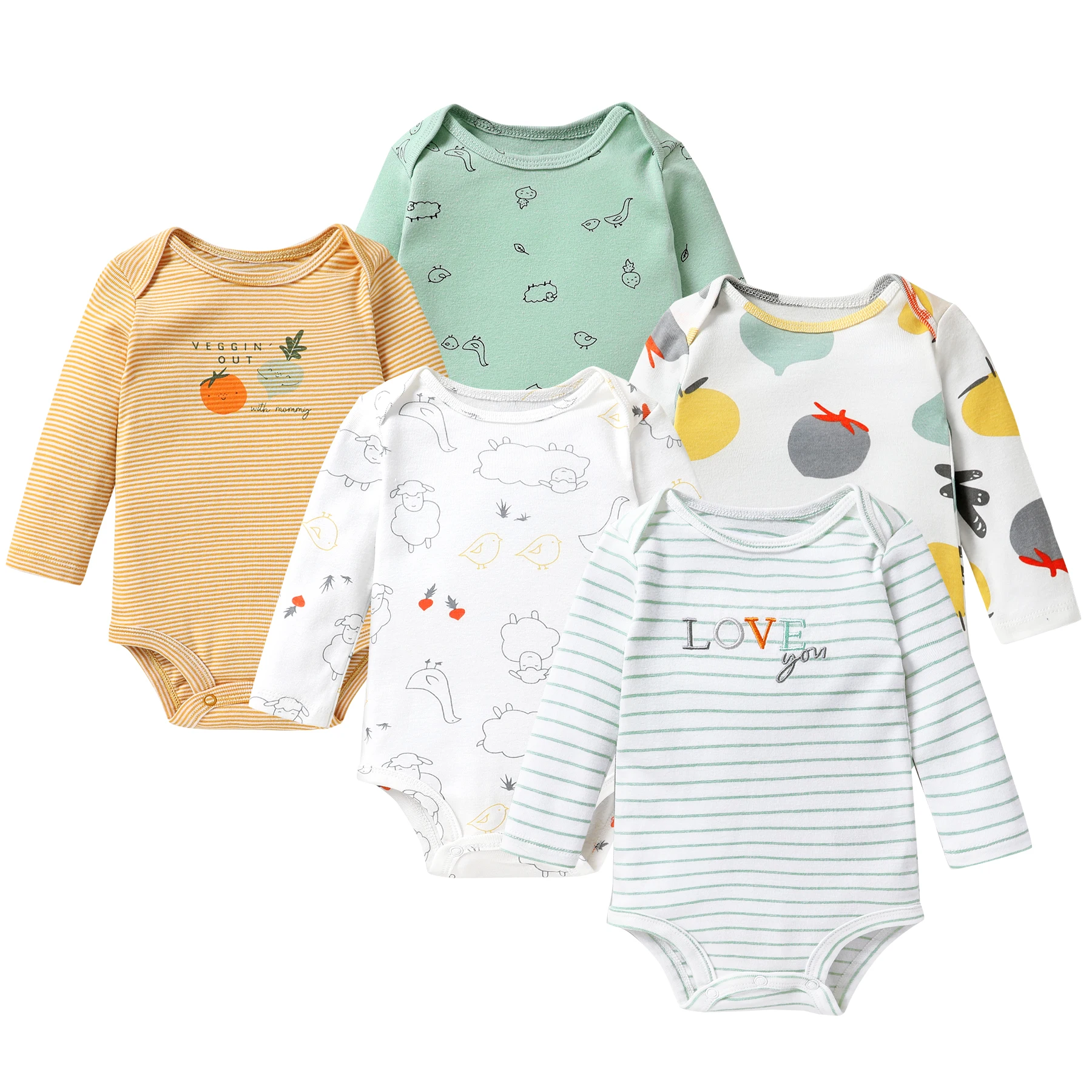5-Pack Winter Toddler Baby Boys Girls Long Sleeve Cotton Onesie baby bodysuit cotton romper Bodysuit Romper Clothes Outfits for 0-24 Months
