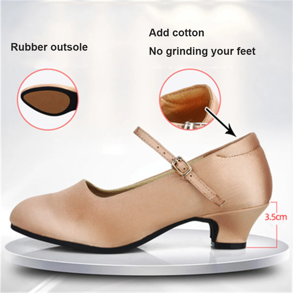 Dance Shoes Latin Woman Standard Ballroom Dancing Shoes Satin 3.5cm/5cm/7cm High Heel Modern Quickstep Foxtrot Waltz Shoes 2