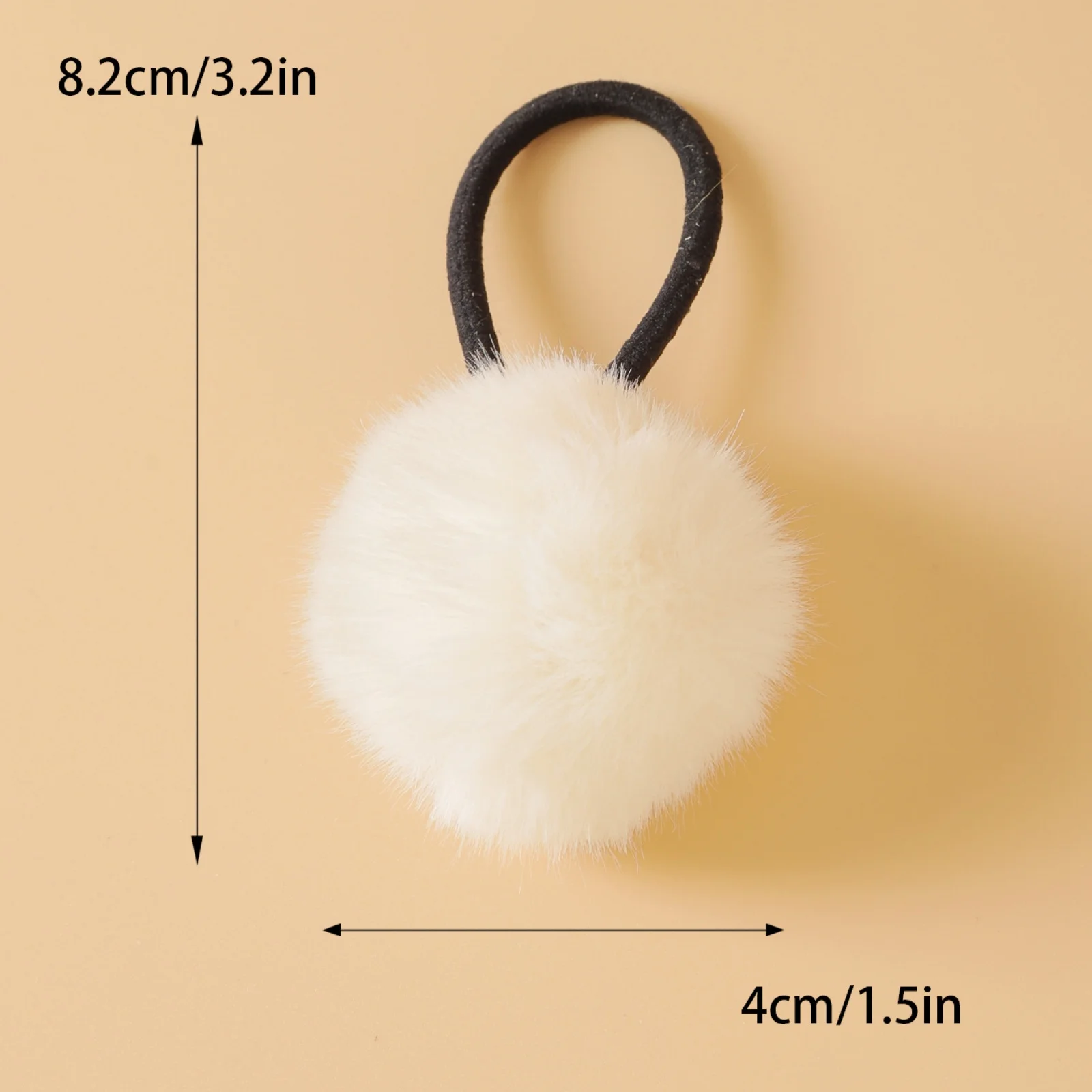 7PCS  Colorful Furry Pom Hair Elastics, Soft Plush Hair Ties, No - Hurt Hair Bands, Ideal for Girls' Daily Hairstyling