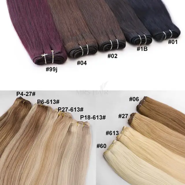 MRS HAIR Natural Hair Extensions 100% Human Hair Bundles Brazilian Straight Hair Extension Blonde Machine Remy 24″ 100g/bundle 4