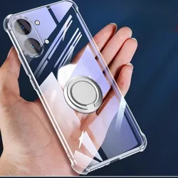 Magnetic Ring Holder Clear TPU Shockproof Phone Case with Soft Silicone Bumper - POCO X8 Pro (Transparent )