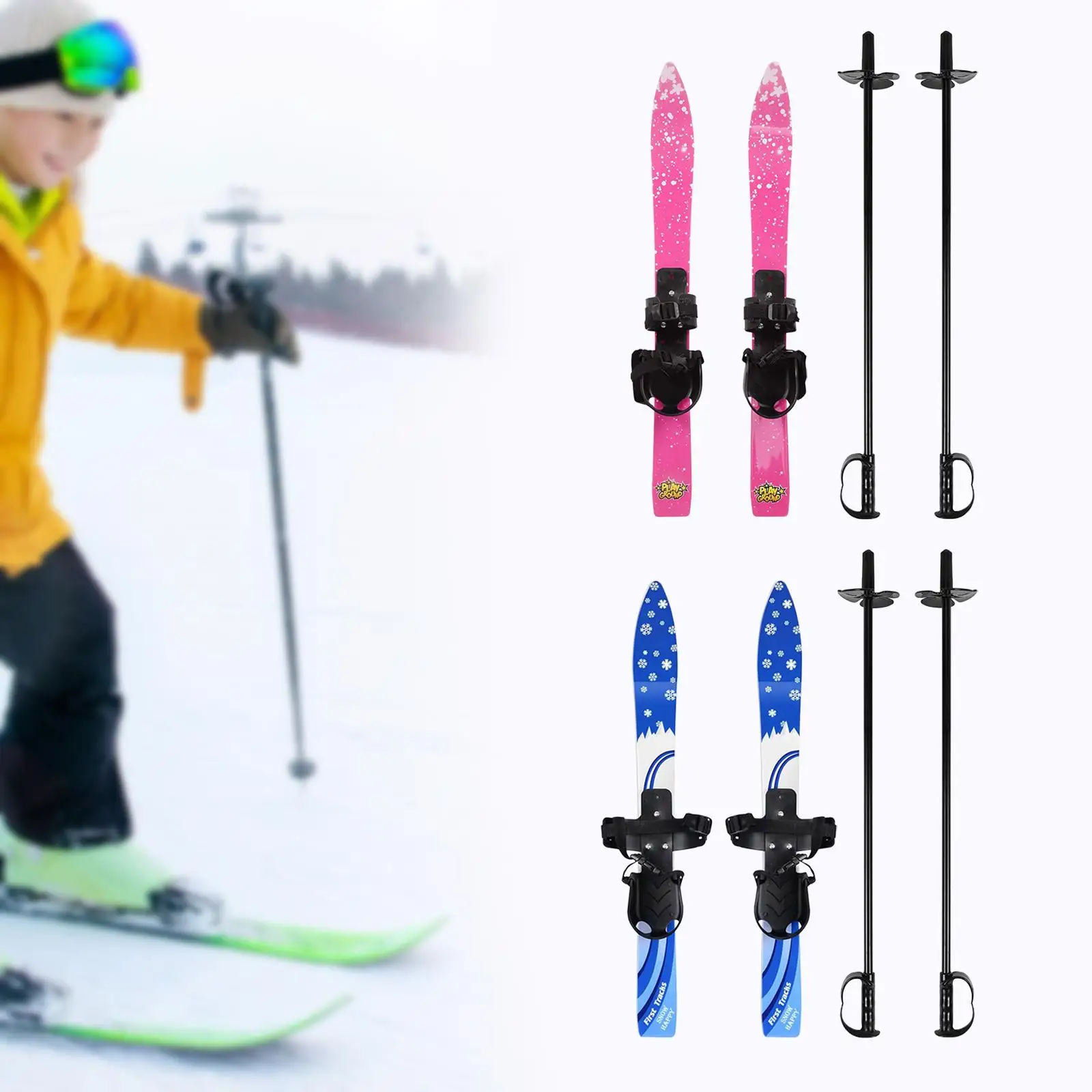 Snowblades Short Skis with Ski Poles with Bindings Snowboard Ski Board Sporting