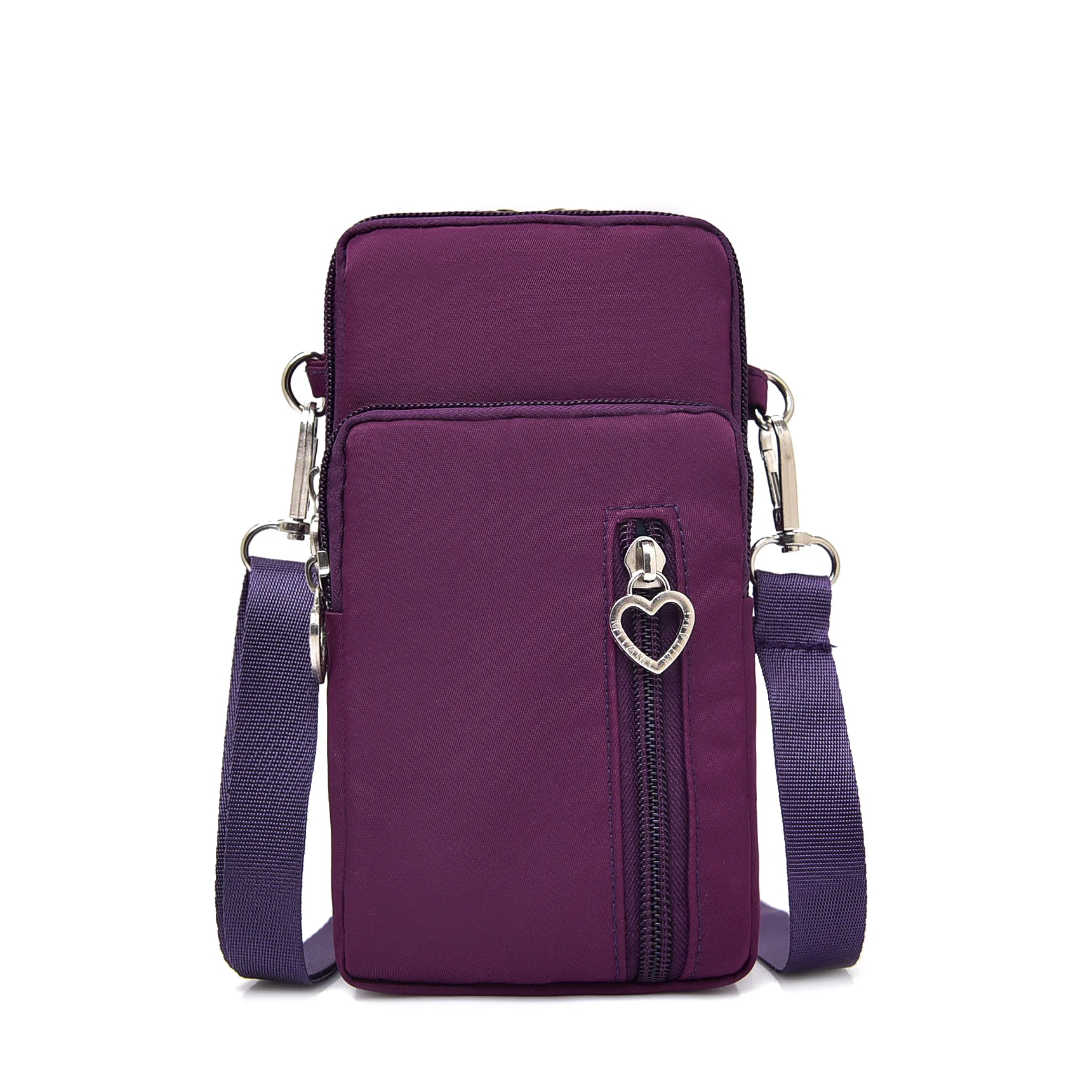 Nylon Cell Phone Crossbody in DARK PURPLE