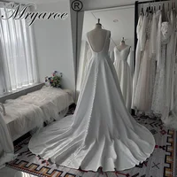Mryarce Sleeveless Jacquard Wedding Dress V Neck A Line Bridal Gowns With Pockets 1