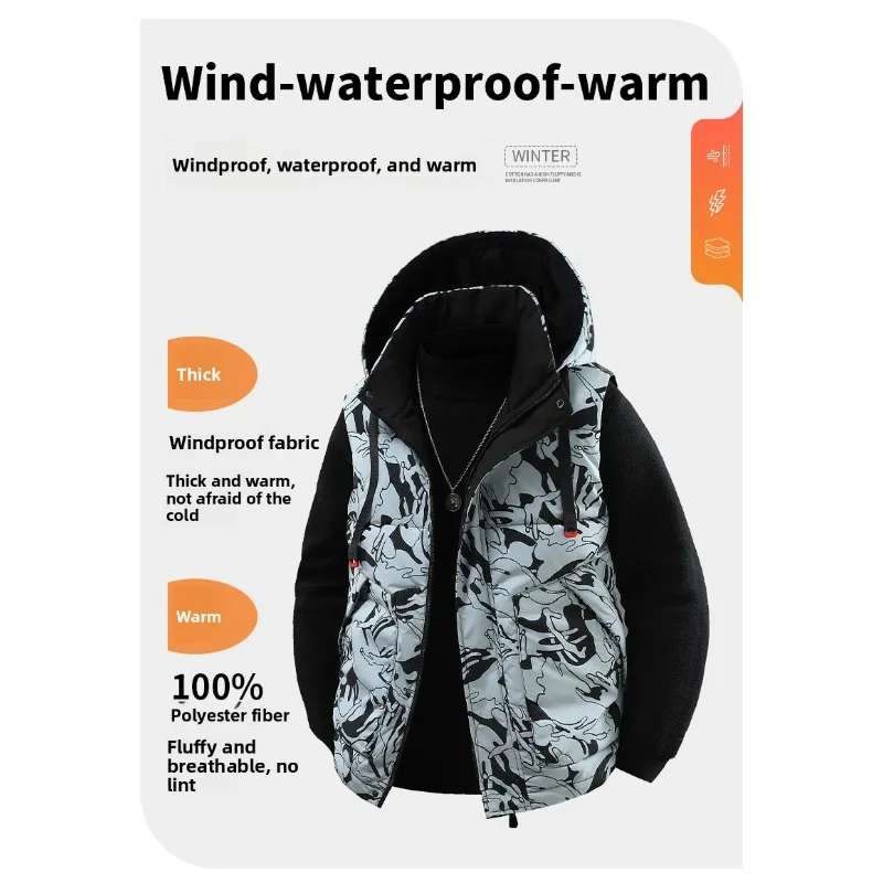 남성용 가을 겨울 야외 낚시 캐주얼 방풍 따뜻한 위장 패션 조끼 스포츠 캐주얼 통기성 조끼