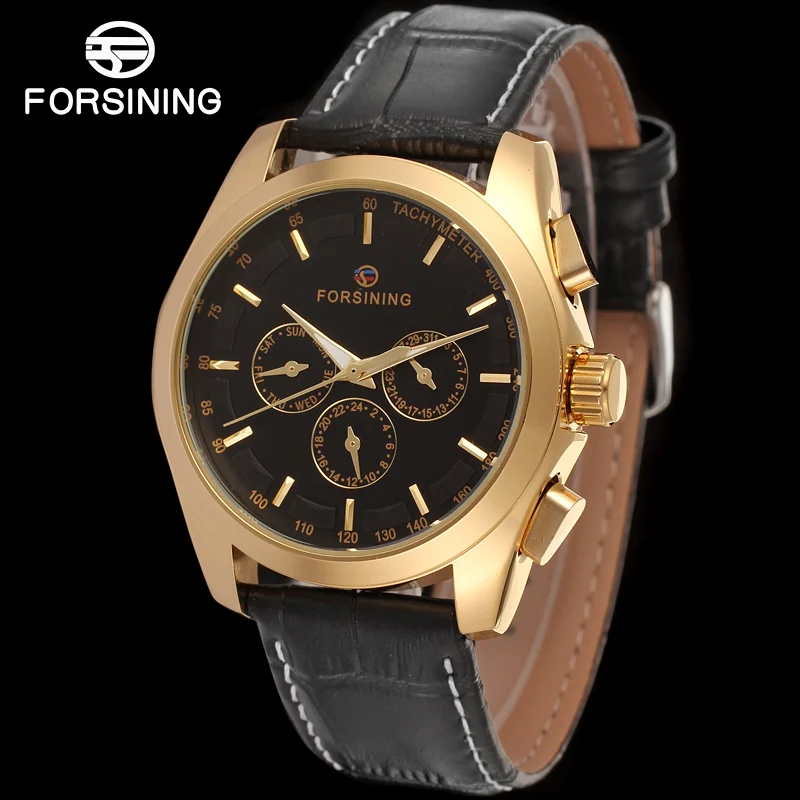 FORSINING FSG6625M3G1 новые автоматические Модные мужские часы tourbillon золотые наручные для