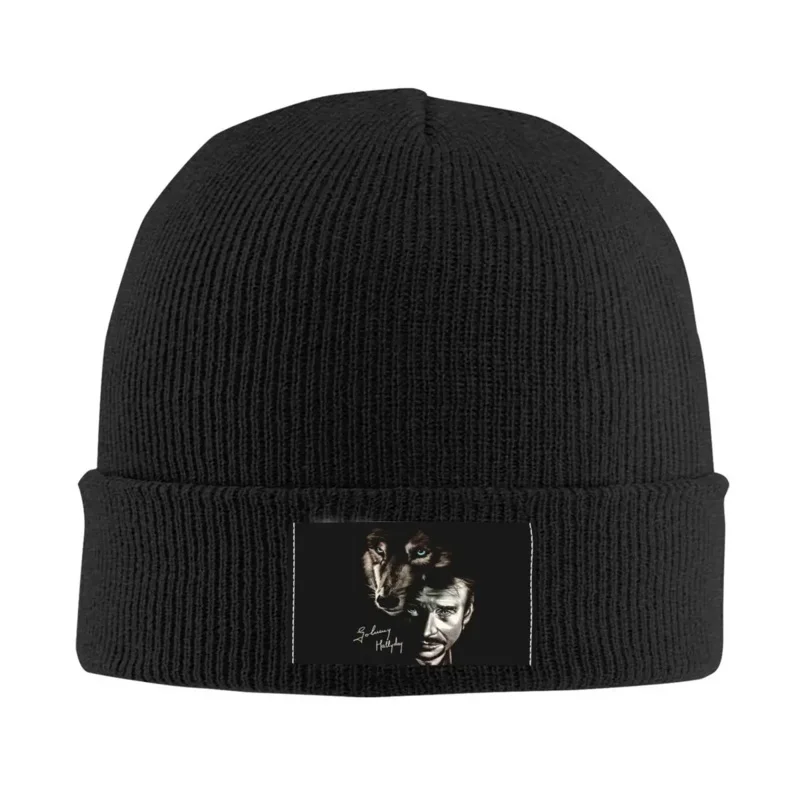 

Johnny Hallyday Wolf Skullies Beanies Caps Unisex Winter Knitting Hat Adult France Singer Rock Star Bonnet Hats Outdoor Ski Cap