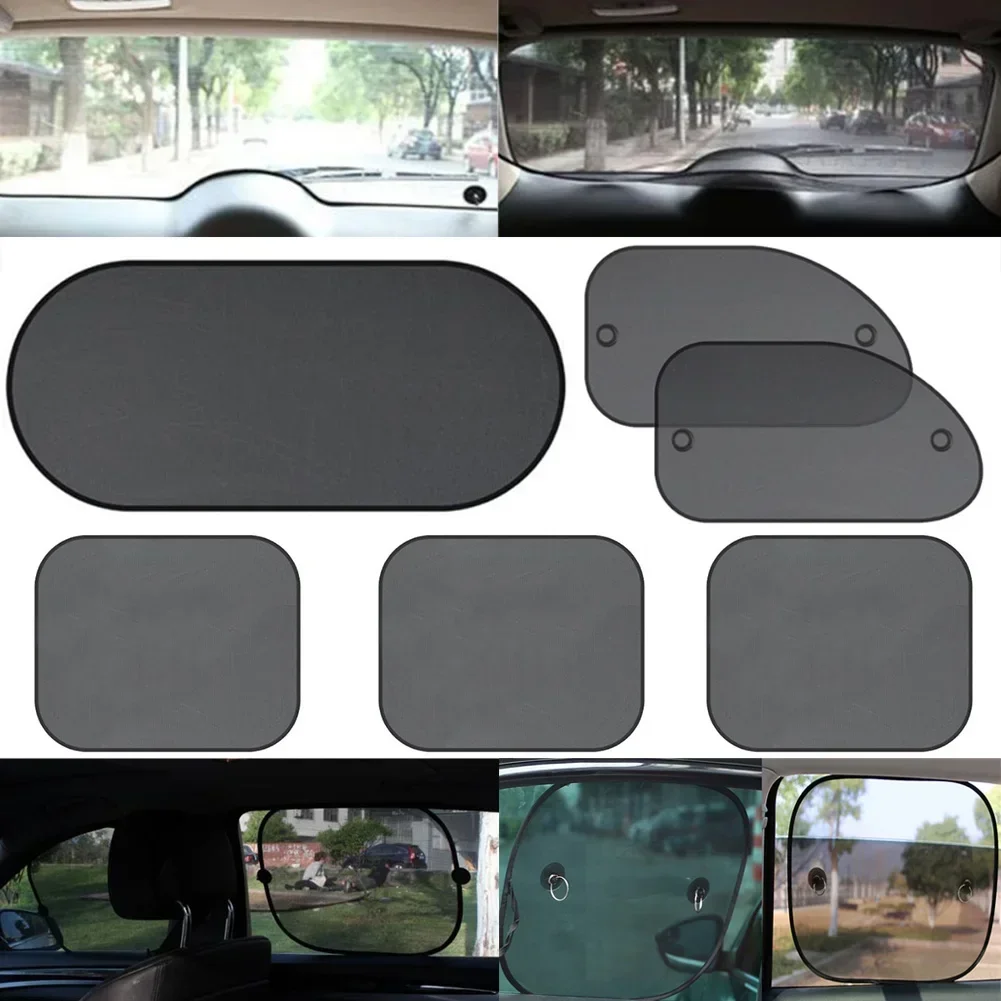 1/5PCS Car Window Sunshade Cover Sun UV Protection Auto Front Rear Black Window Curtain Side Glass Mesh Sunshades Accessories 2