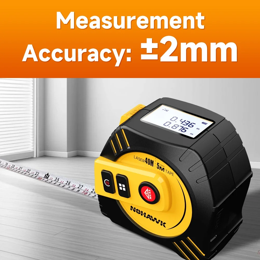 2-in-1 Laser Tape Measure 40/80M Laser Distance Measuring Smart Energy Ruler Hig