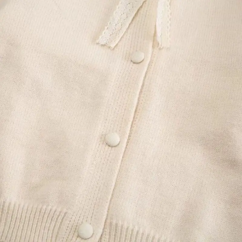 Baby Girl Princess Lace Bowknot knitted Cardigan Elegant Child Spring Autumn Winter Sweater Top Long Sleeve Baby Clothes 2-12Y