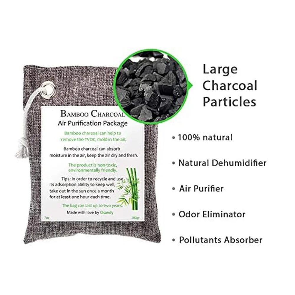1PC Bamboo Charcoal Air Purifying Bag 200g Natural Air Freshener Bags Natural Bamboo Charcoal Purification Bag bamboo charcoal air purifier activated charcoal odor absorber bamboo charcoal odor absorber