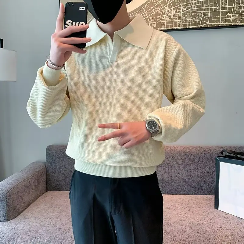 

Men's winter sweater 2023 New Polo Sweater Men's POLO Long Sleeve Casual Top Korean Versatile Sweater Bottom Knit Men's clothin