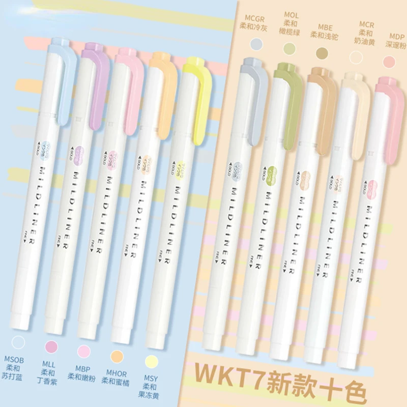 Highlighter Pen Creative 10 Colors Highlighter with 4mm Thick Pen Tip Bright Colors and Durable
