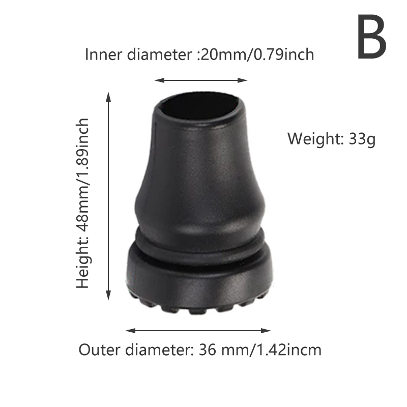 Premium Rubber Tips for Hiking Poles and Walking Sticks - Black, Multiple Sizes