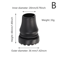 Premium Rubber Tips for Hiking Poles and Walking Sticks - Black, Multiple Sizes (Inside dia. 20mm)