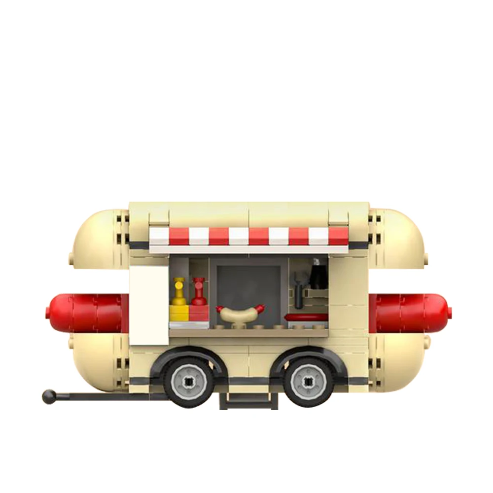 Moc Hotdog Trailer Building Blocks Store Architettura Mattoni Con Set City Street View Toys For Children Girls Idea Gift