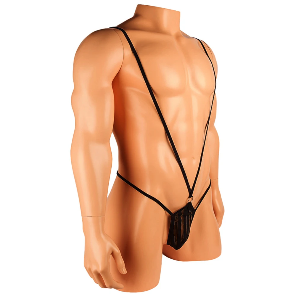 Bodysuit Mens Strap Ring T Pants Underwear Sexy Pouch Thongs New Male See-Through Smooth Body Costume Sissy Lingerie Underwear