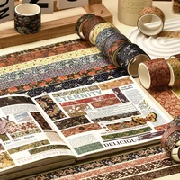 12 Rolls Vintage Printed Washi Tape Set, DIY Scrapbooking Decorative Tape for Handmade Gifts and School Supplies 5