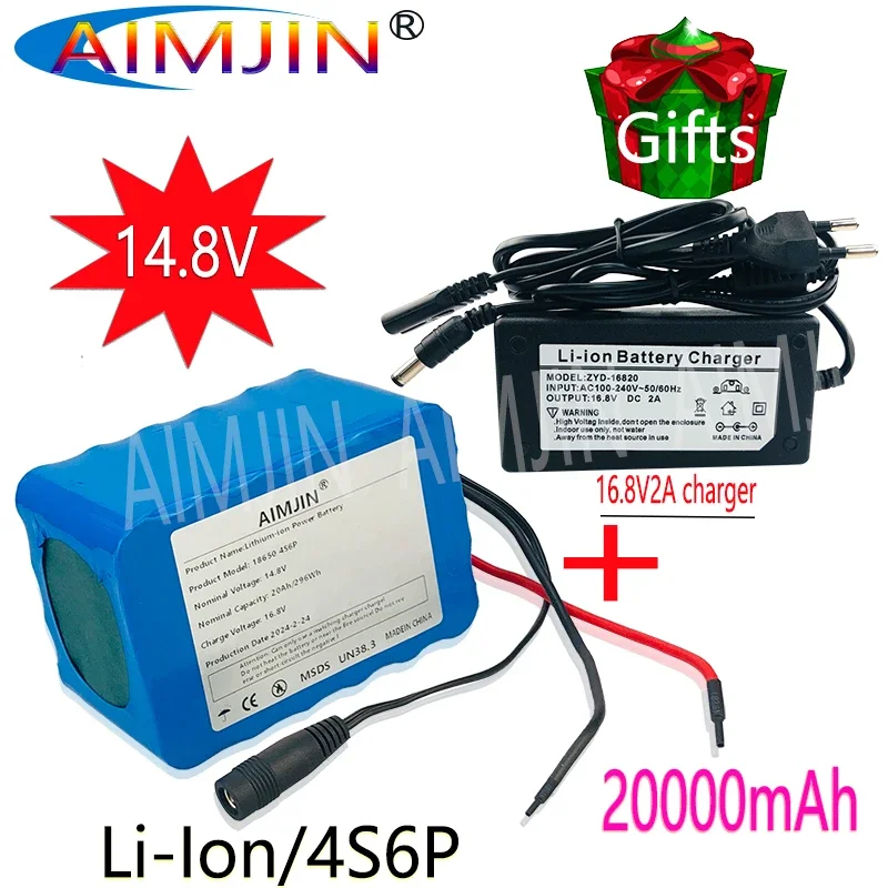 

18650 4S6P 14,8 в 20 Ач Встроенный BMS подходит для ночной рыбалки фотообогреватель сменный литиевый перезаряжаемый аккумулятор