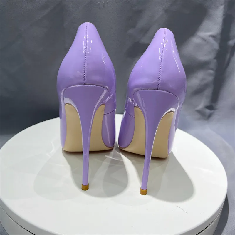 Heelgoo Glossy Light Purple Women Elegant Stiletto Pumps Ladies Wedding Bridesmaid Shoes 3