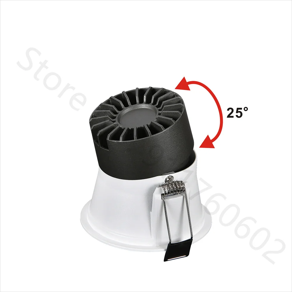 매입형 LED COB 스포트라이트 12W 조광 가능 110V 220V 눈부심 방지 통 7W 9W 24 ° 2700K 3000K 4000K 5000K 원형 천장 조명