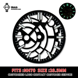 Enhanced Skeleton Dial Face with Green Luminous Design - 28.5MM Watch Accessory - nh70 (A1)