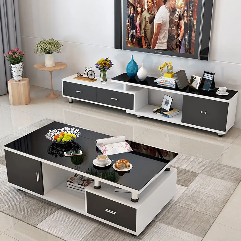 

custom，Fashion Combination Tv Cabinet Black White Wood Living Room Table Tv Ark Set