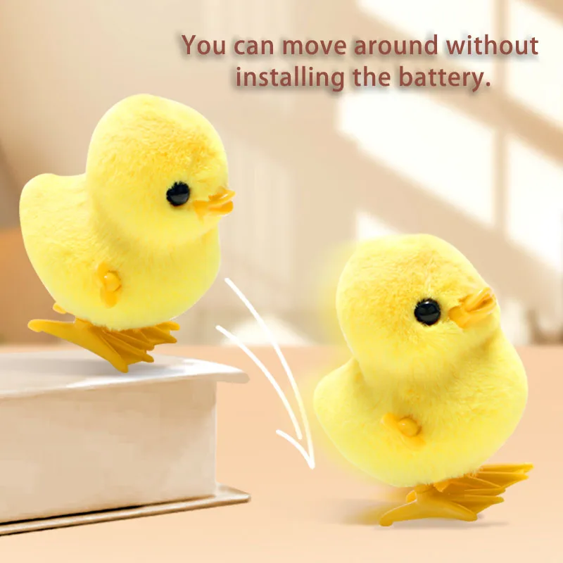 2pcs wind-up jumping chicken and duck toys, simulated plush chicken and duck walking simulation, Halloween and Christmas gifts 4