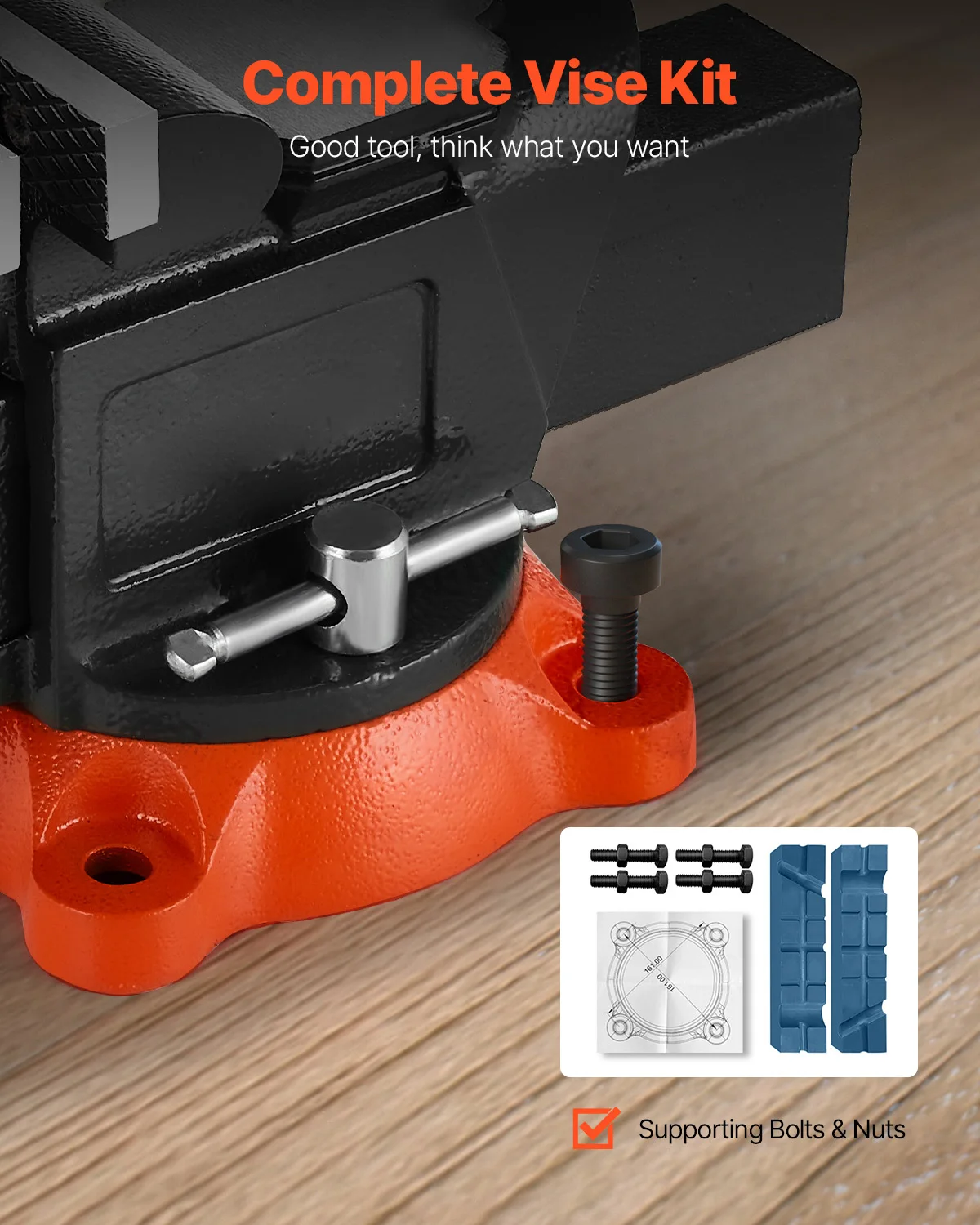 SucceBuy Bench Vise 5"/5.5"/8" Jaw Width Multipurpose Vise 360&deg; Swivel Locking Base Anvil for Clamping Round Pipe