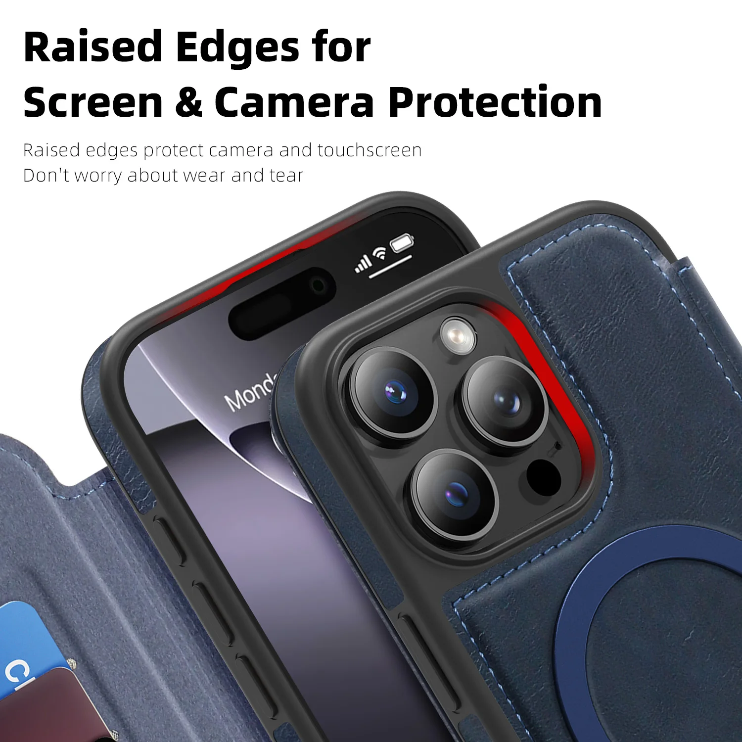 Magsafe Leather Wallet Case with Magnetic Wireless Charging and Credit Card Holder